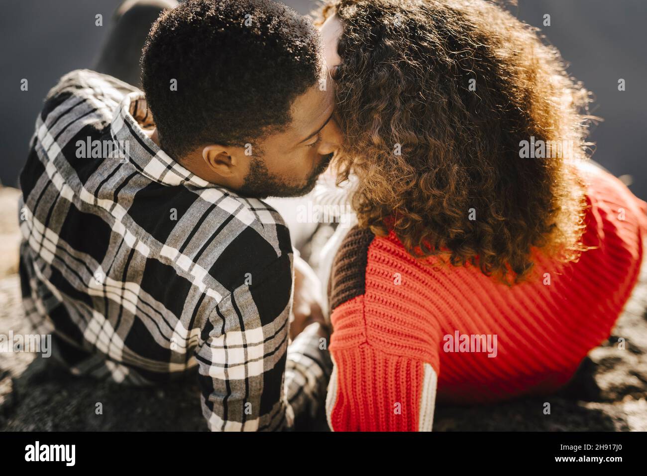 Romantic couple kissing each other Stock Photo