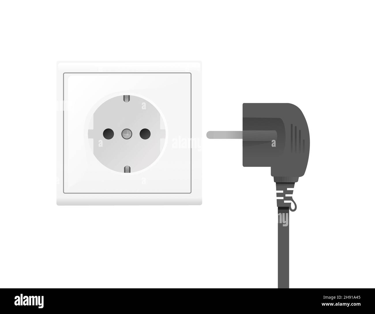 Black power plug and white wall socket european type of plug C vector ...
