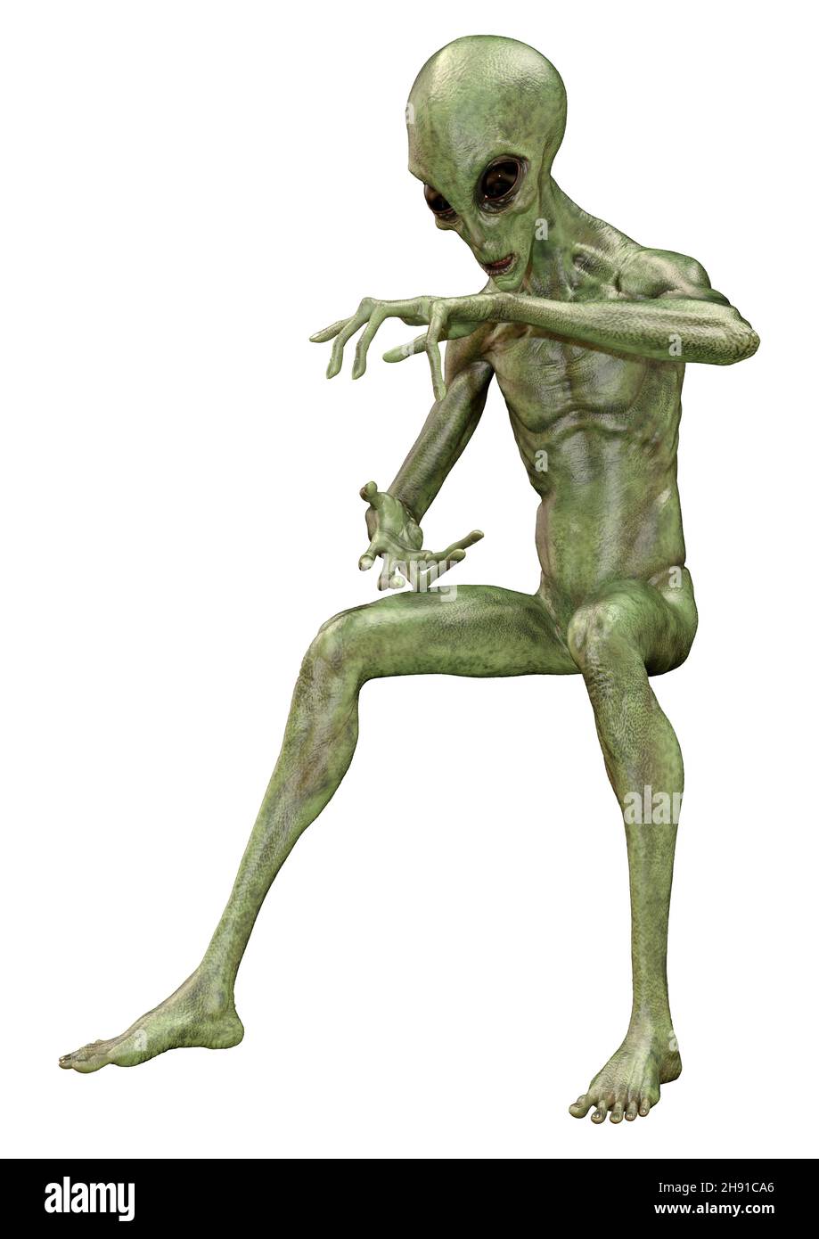 3D rendering of a green alien isolated on white background Stock Photo ...