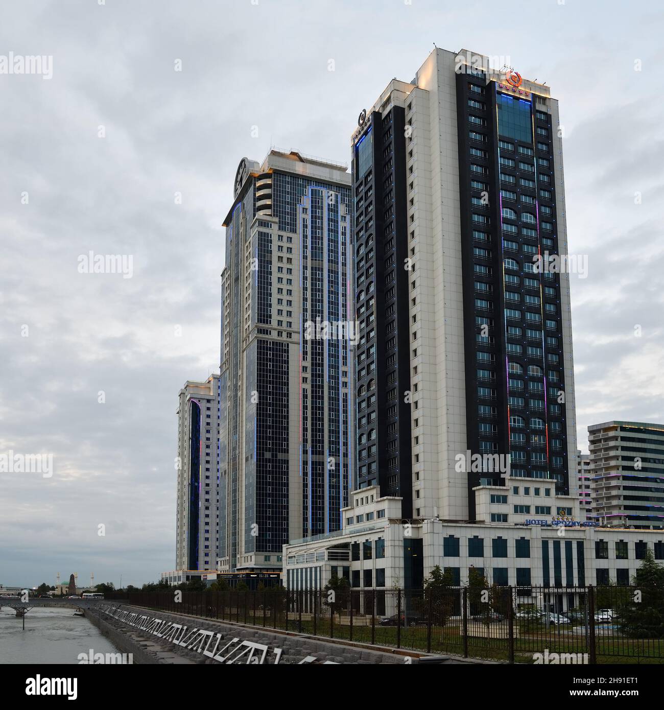 Grozny, Russia - Sept 13, 2021: View on  the skyscrapes in capital city of the Chechen Republic in the Russian Federation Stock Photo