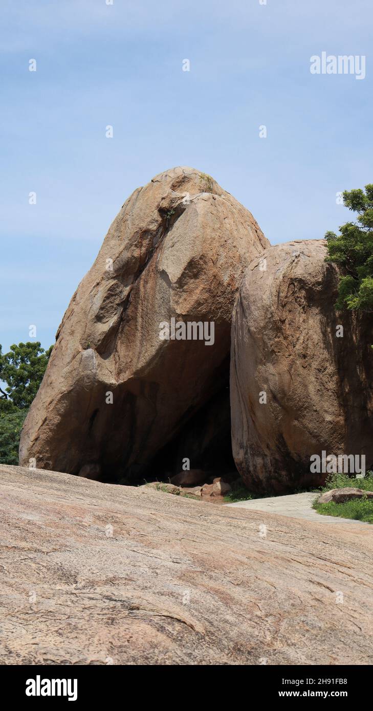 The large rock on the ground is located in the natural background Stock ...