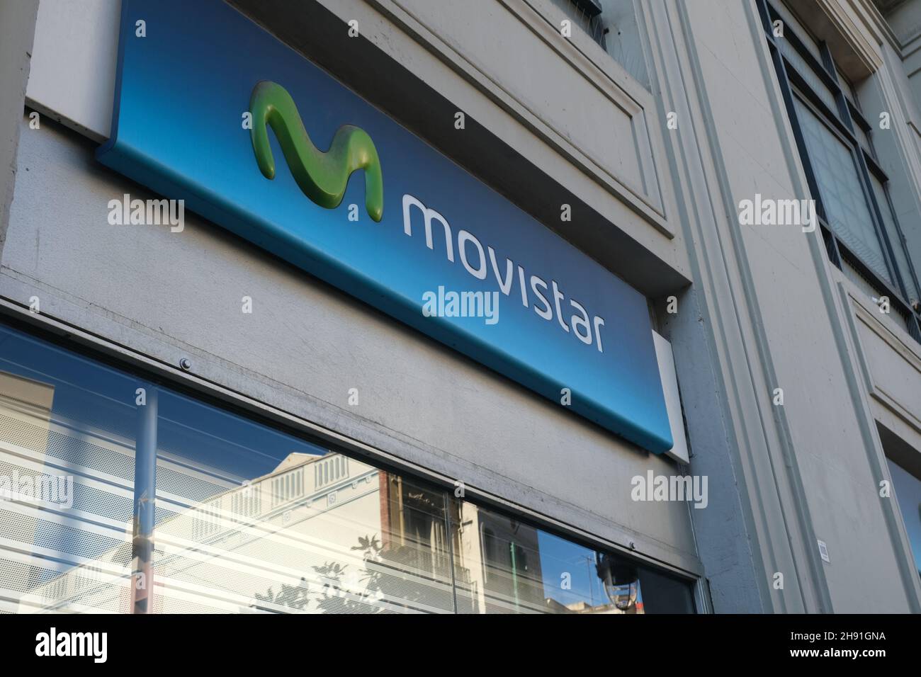Barcelona, Spain - 5 November 2021: Movistar sign, Illustrative Editorial. Stock Photo