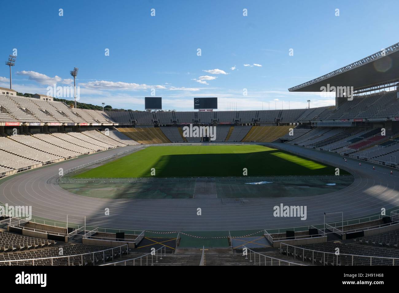 Barcelona, Spain - 5 November 2021: Lluis Companys Olympic Stadium, Illustrative Editorial. Stock Photo