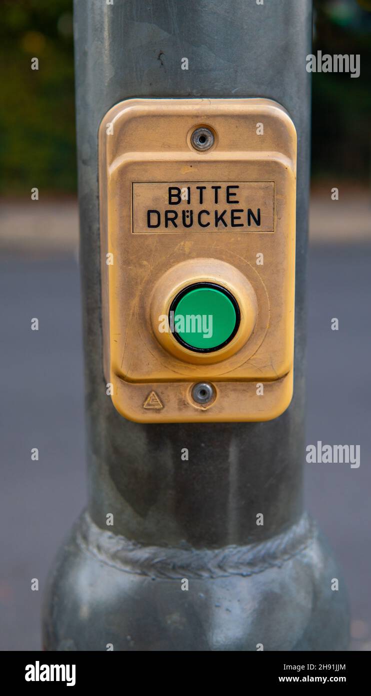 traffic lights button in germany Stock Photo
