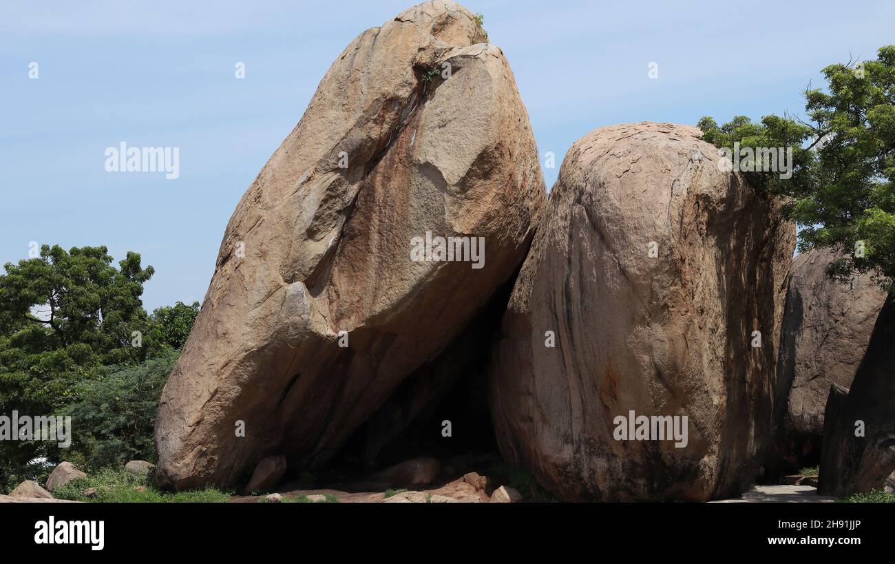 The large rock on the ground is located in the natural background Stock ...