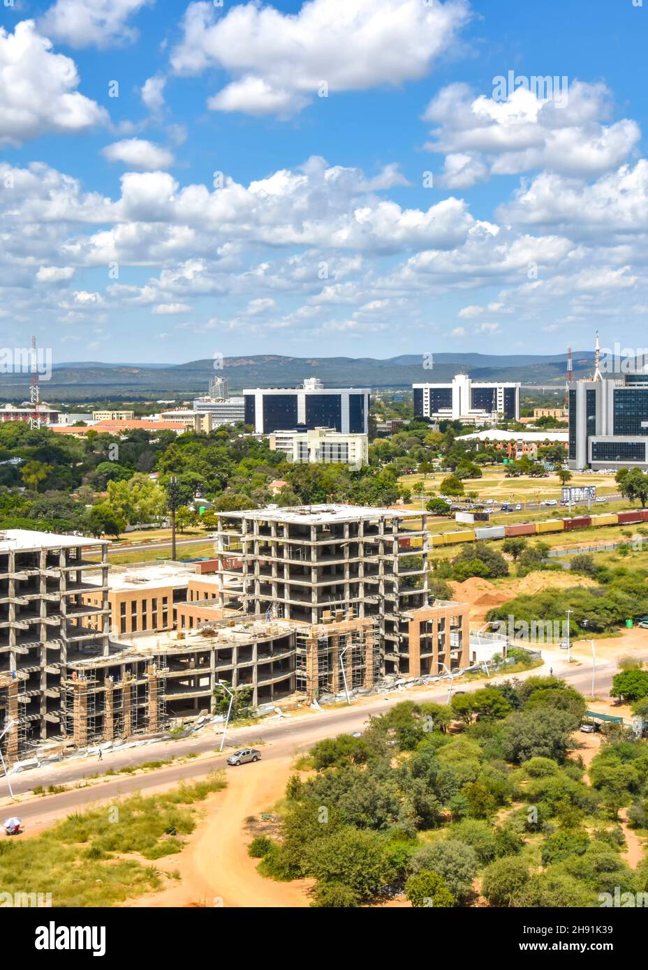 The new central business district in Gaborone in the South of Botswana
