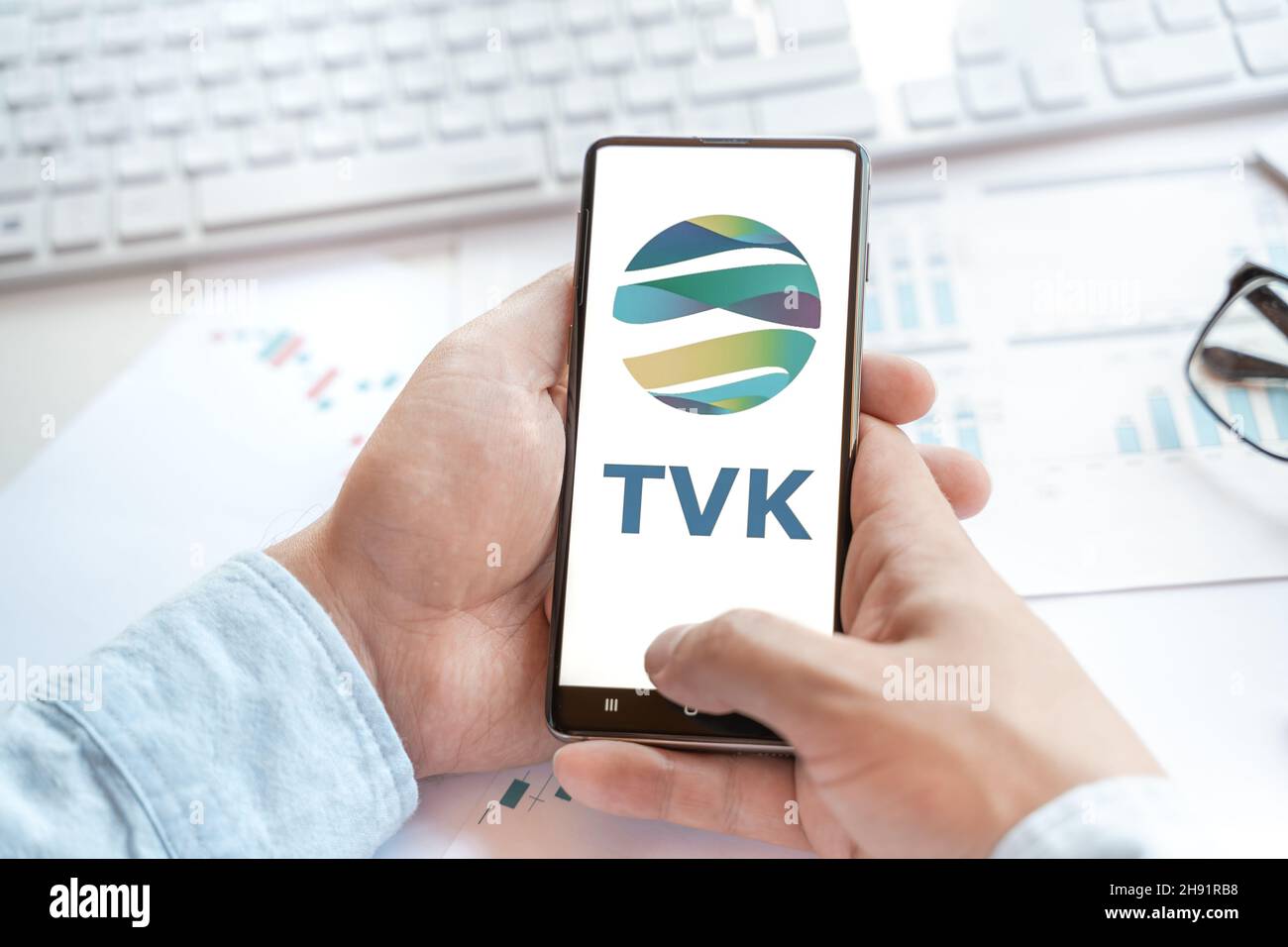 Logo of Terra Virtua Kolect coin in tablet. Cryptocurrency TVK token.  Trading blockchain platform to buy,sell on decentralized exchange DEX,DEFI.  Digi Stock Photo - Alamy