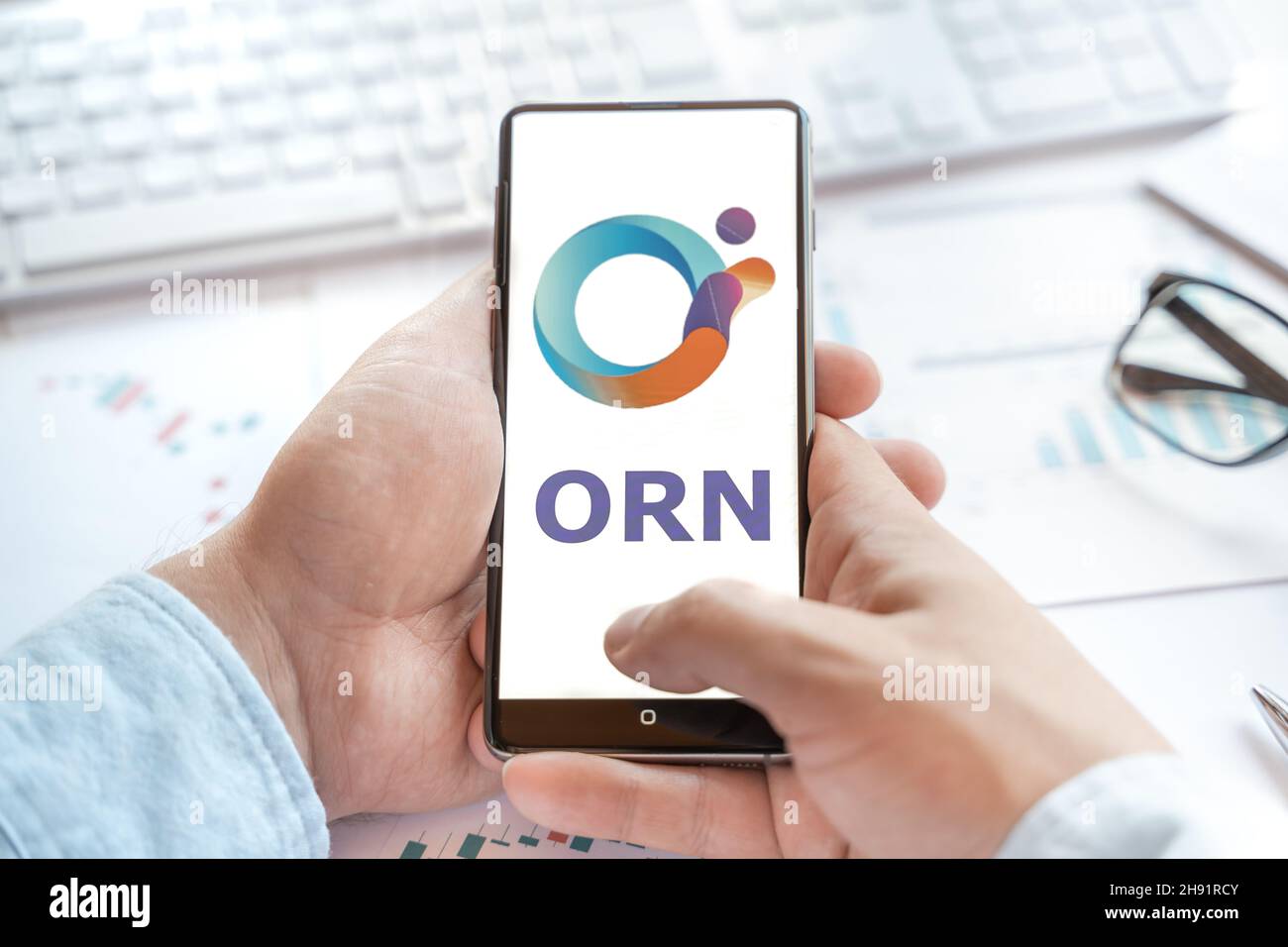 Logo of Orion Protocol in tablet. Cryptocurrency coin ORN token. Trading  blockchain platform to buy,sell on decentralized exchange DEX,DEFI. Digital  m Stock Photo - Alamy