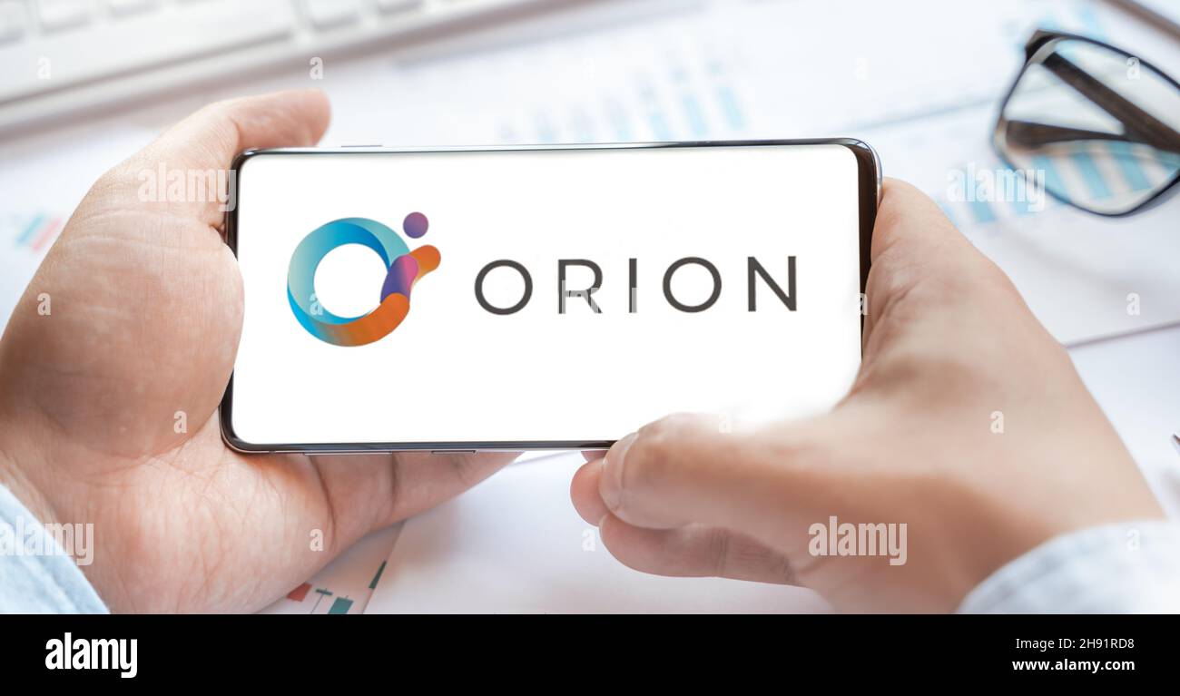 Logo of Orion Protocol in tablet. Cryptocurrency coin ORN token. Trading  blockchain platform to buy,sell on decentralized exchange DEX,DEFI. Digital  m Stock Photo - Alamy