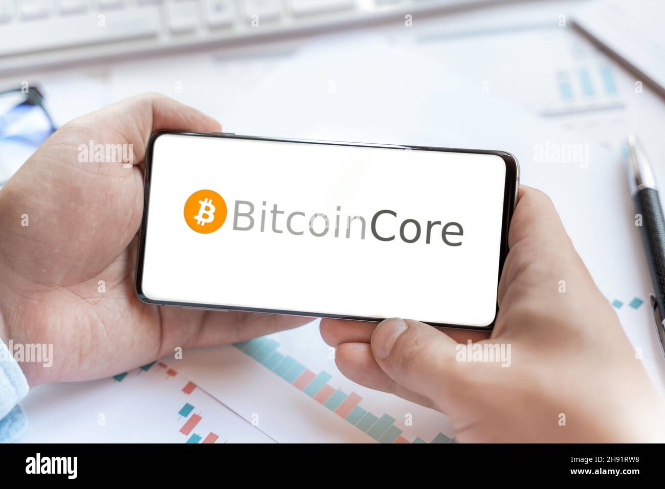 Logo of Bitcoin Core coin wallet in tablet. Cryptocurrency token. Trading  blockchain platform to buy,sell on decentralized exchange DEX,DEFI. Digital  Stock Photo - Alamy
