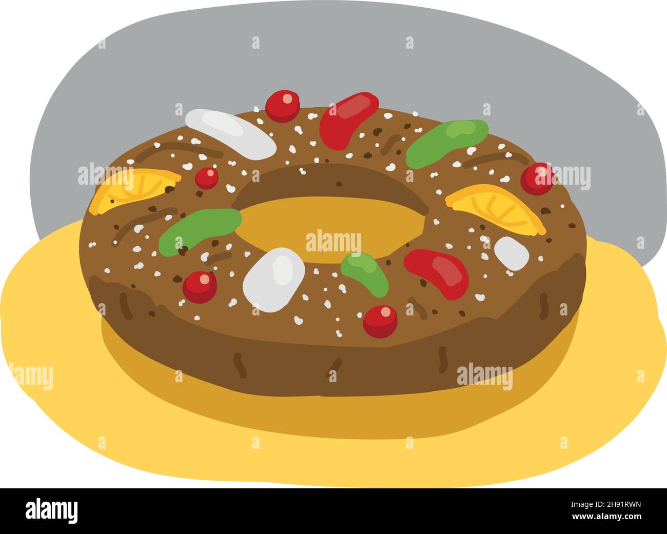 Bolo rei natal. Portuguese christmas king cake vector illustration. Stock Vector