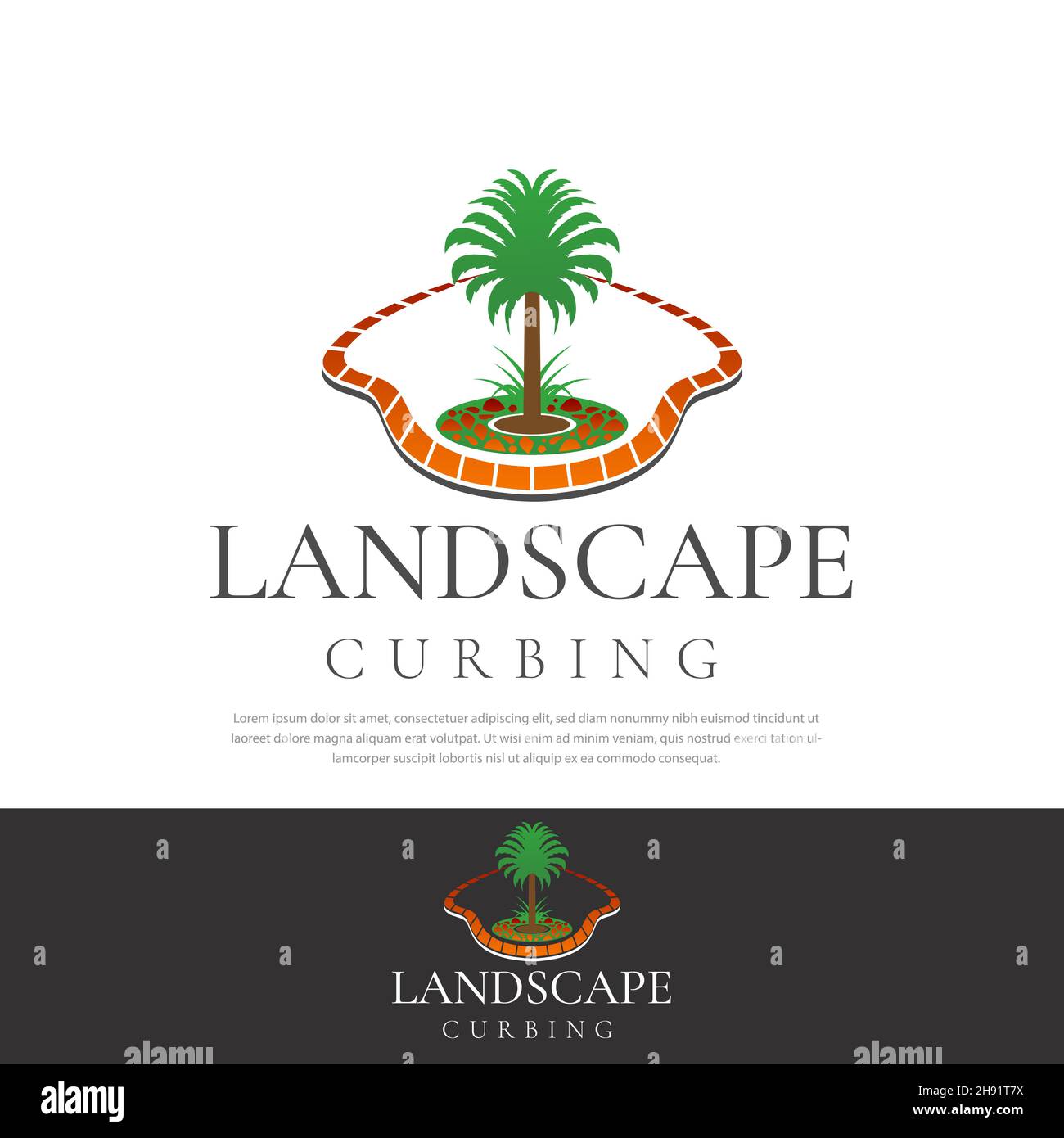 Curbing Concrete Landscape vector illustration Logo design, simple, icon template Stock Vector