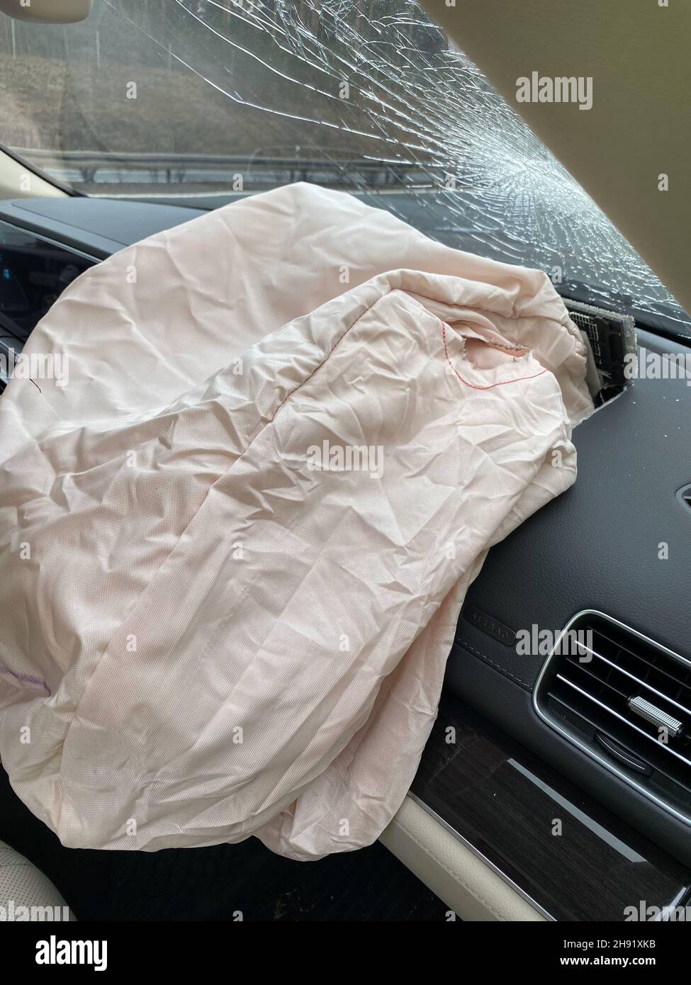 the airbags in a car were deployed after an accident Stock Photo Alamy