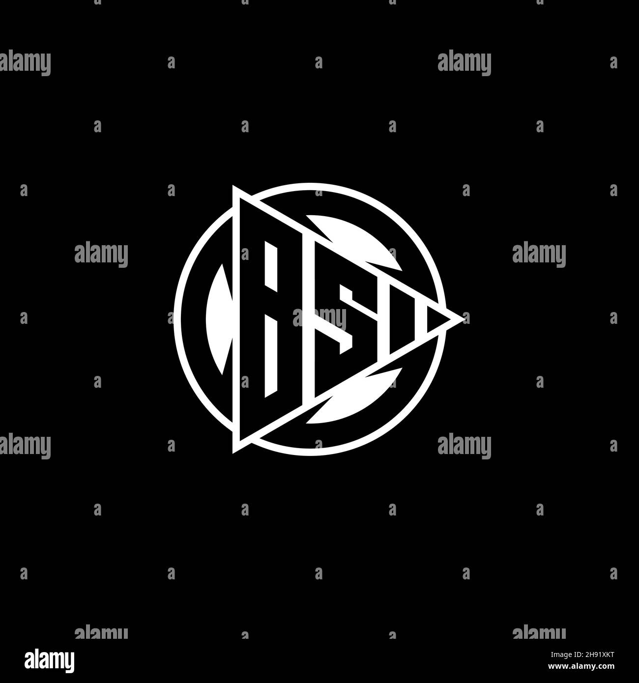 BS Monogram logo letter with triangle play shape and circle rounded style on isolated background. Triangle circle monogram logo, triangle play button Stock Vector
