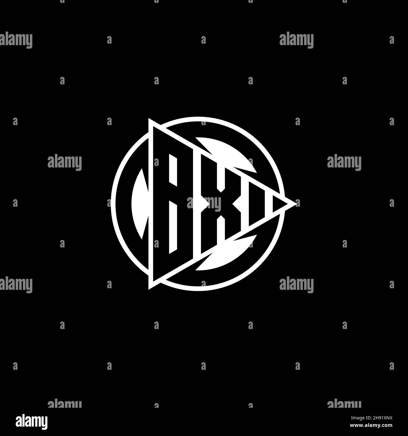 BX Monogram logo letter with triangle play shape and circle rounded style on isolated background. Triangle circle monogram logo, triangle play button Stock Vector