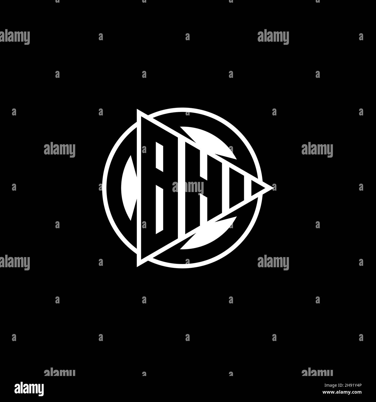 BH Monogram logo letter with triangle play shape and circle rounded style on isolated background. Triangle circle monogram logo, triangle play button Stock Vector