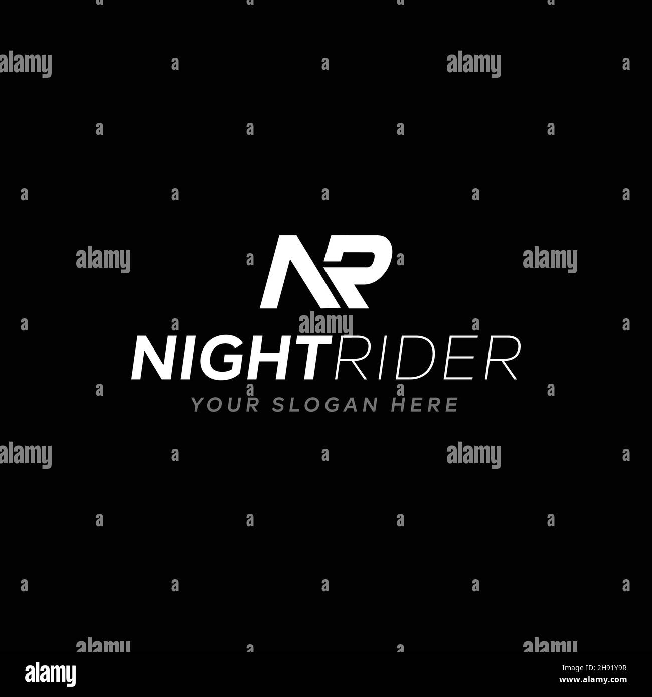 flat lettermark initial NR NIGHTRIDER logo design Stock Vector