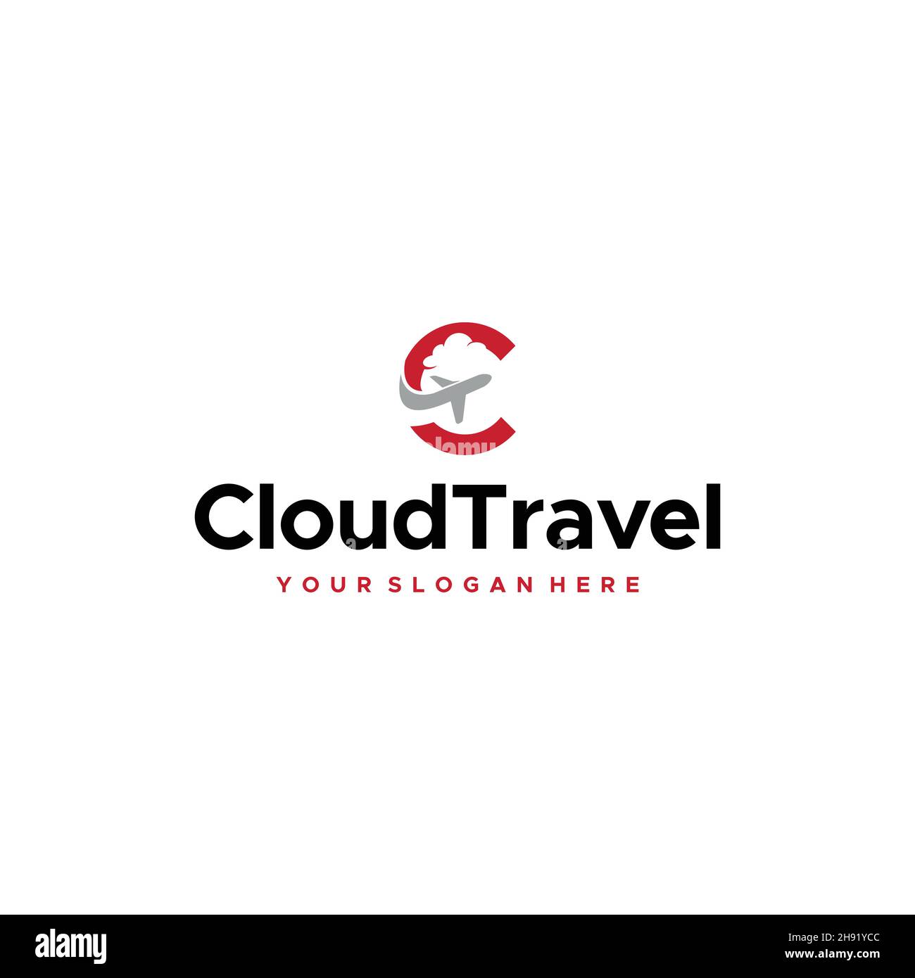 Modern flat initial C Cloud Travel logo design Stock Vector