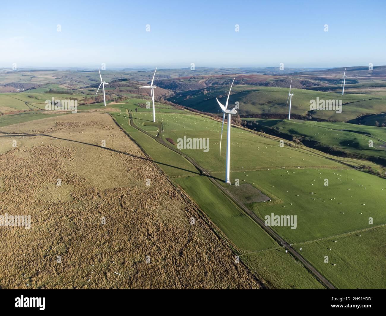 Wind farm in the Welsh hills Stock Photo Alamy