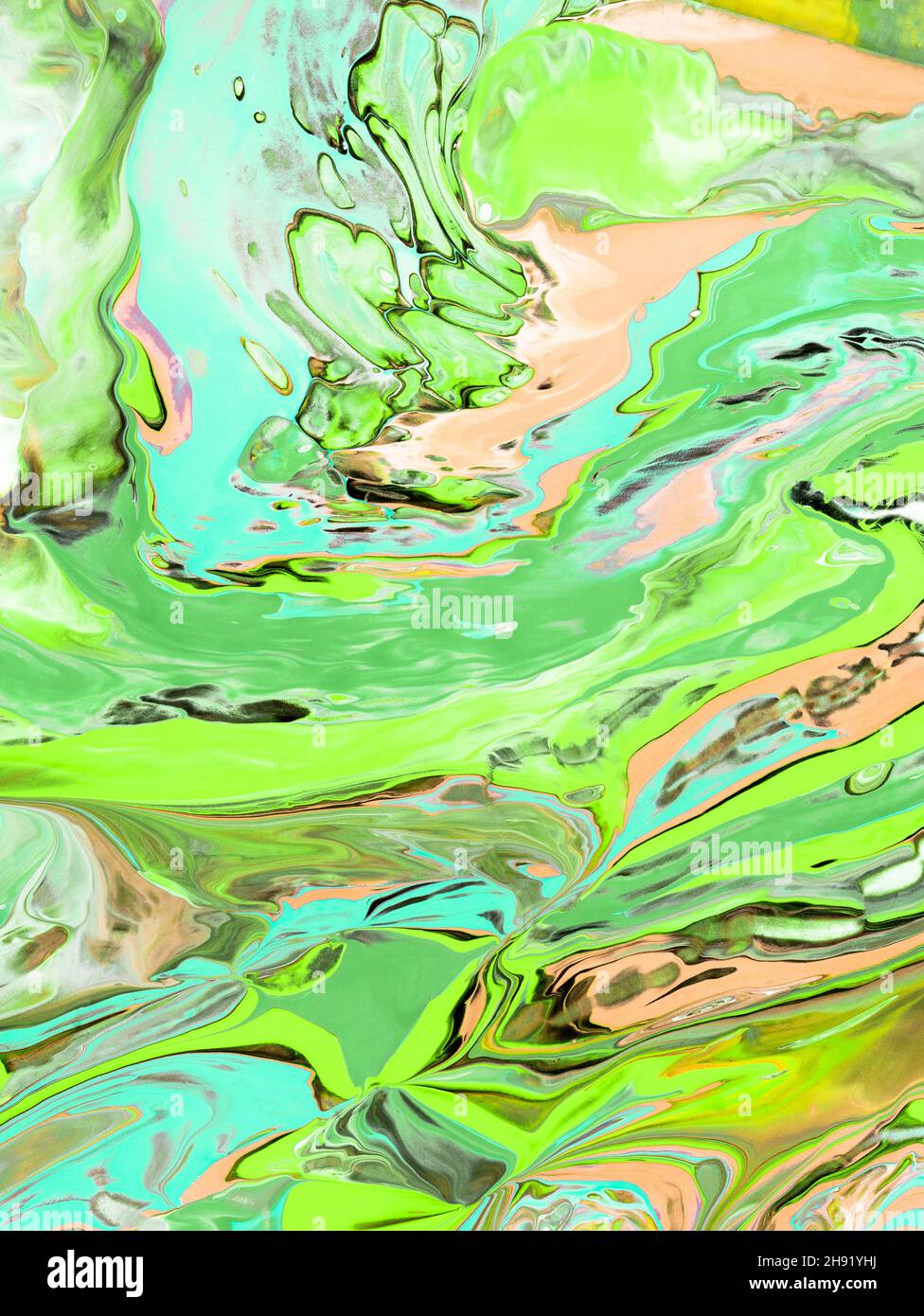 Green and pink art, creative abstract hand painted background, acrylic fluid, marble texture