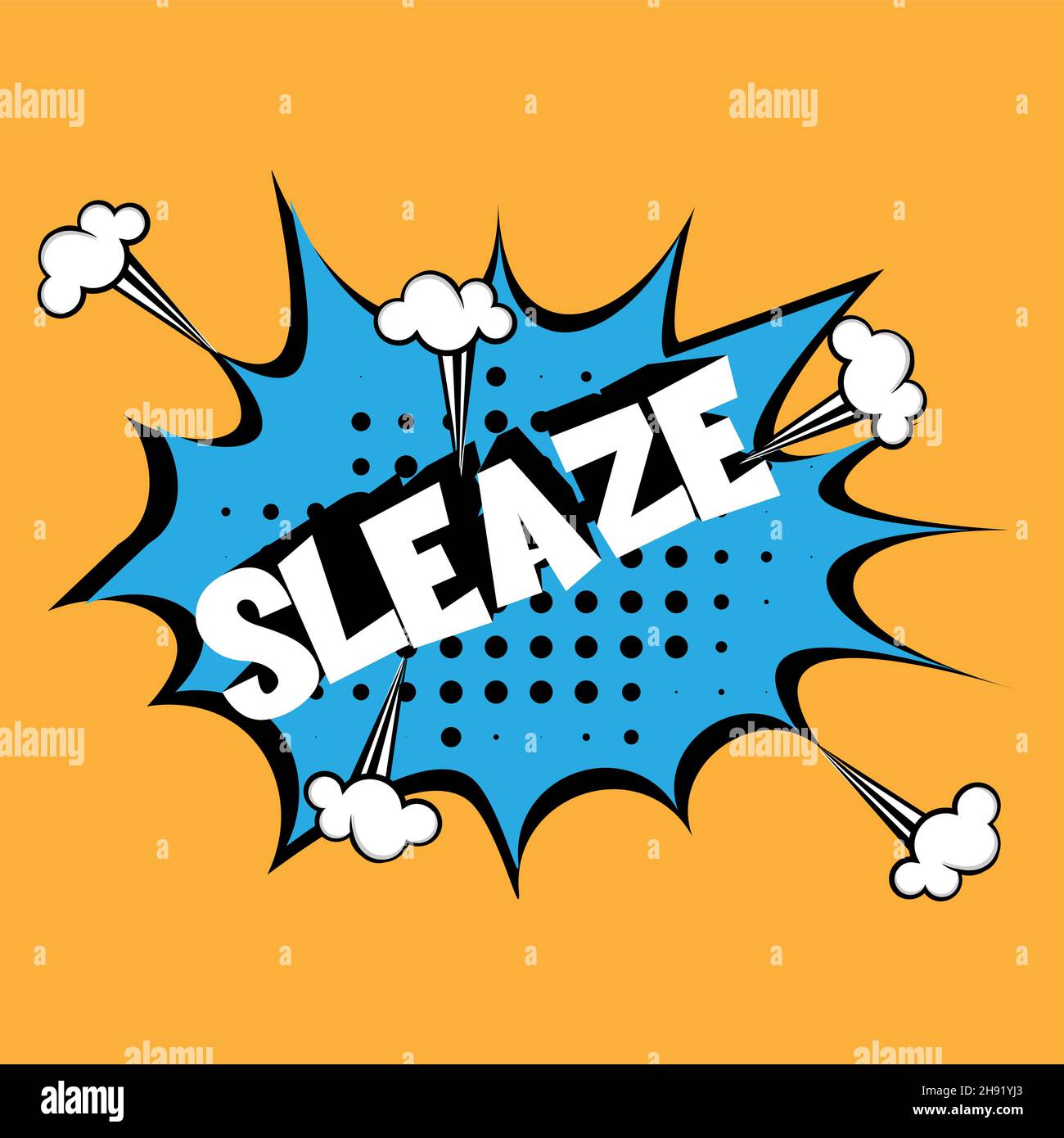 Sleaze Comic lettering Vector cartoon illustration in retro pop art style on halftone background Stock Vector