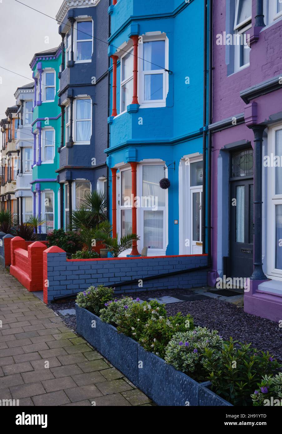 colourful terraced houses in the UK Stock Photo