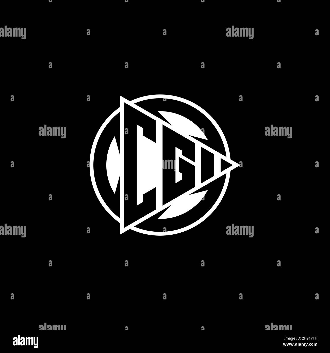 CG Monogram logo letter with triangle play shape and circle rounded style on isolated background. Triangle circle monogram logo, triangle play button Stock Vector