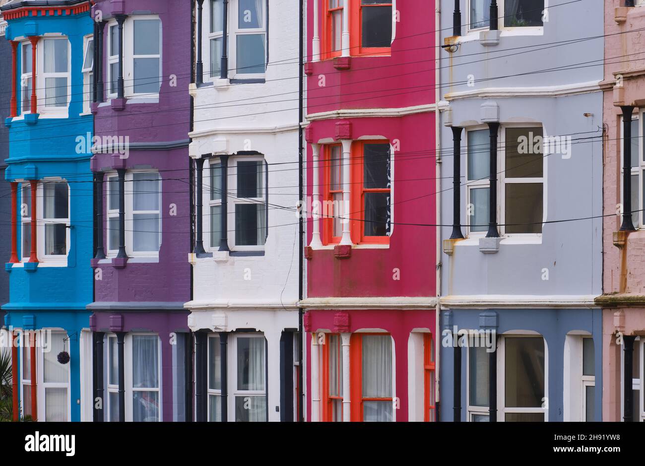 colourful terraced houses in the UK Stock Photo