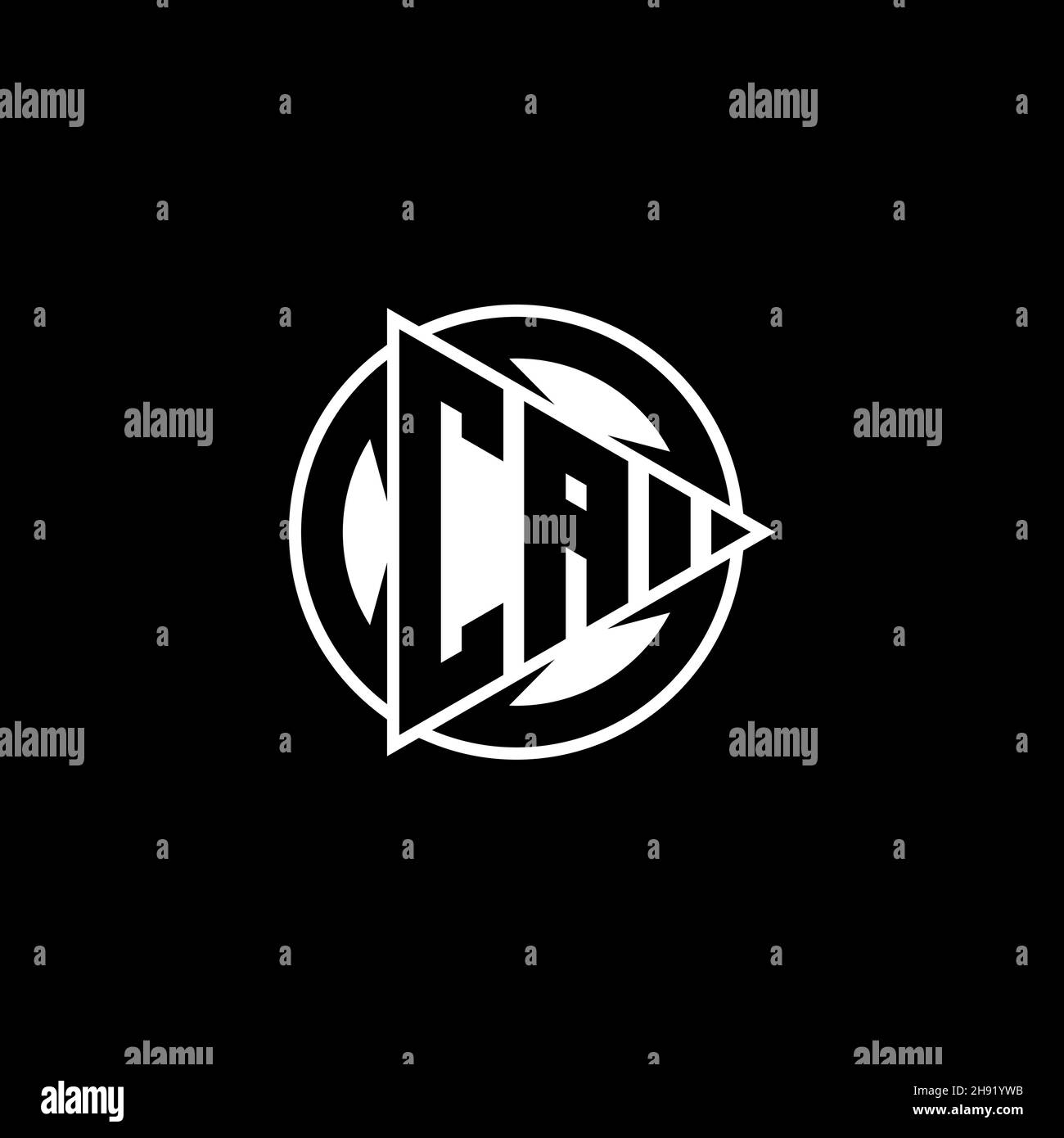 CA Monogram logo letter with triangle play shape and circle rounded style on isolated background. Triangle circle monogram logo, triangle play button Stock Vector