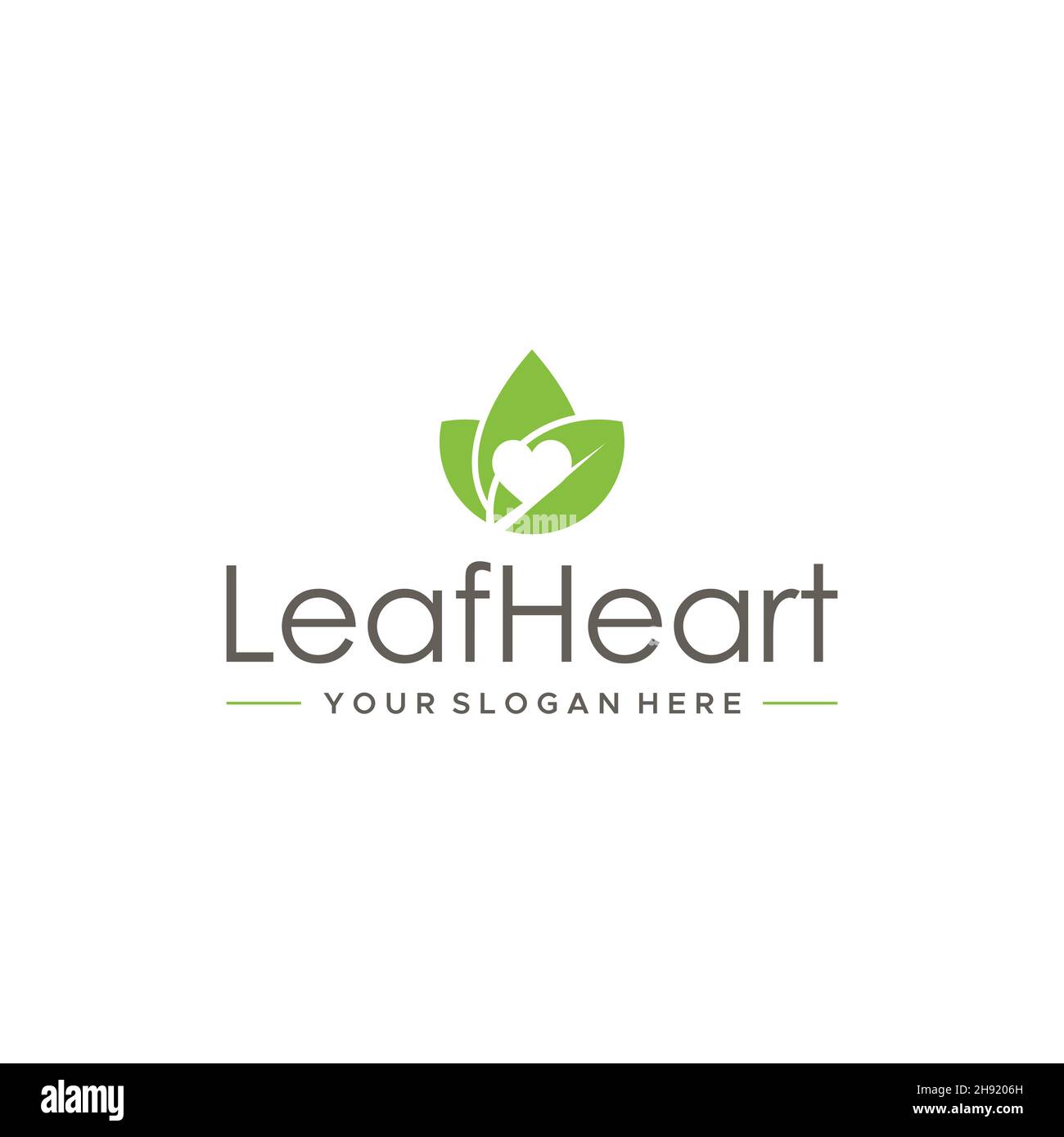 minimalist LeafHeart leaves plants logo design  Stock Vector