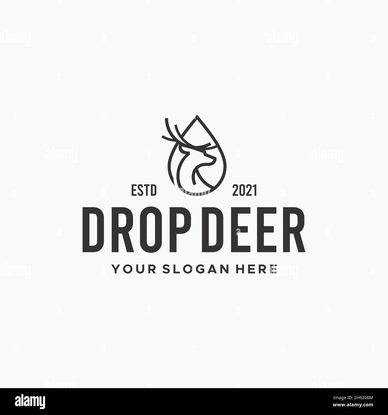 minimalist DROP DEER drip line art logo design Stock Vector