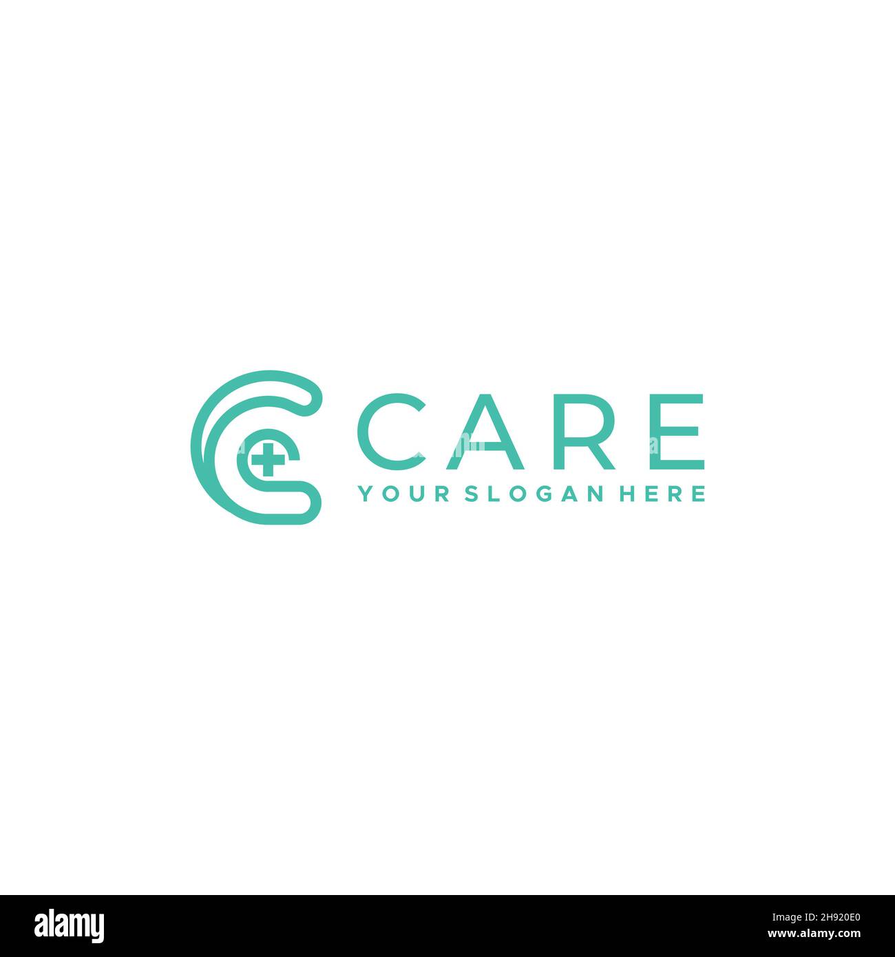 flat letter mark initial C care plus logo design Stock Vector