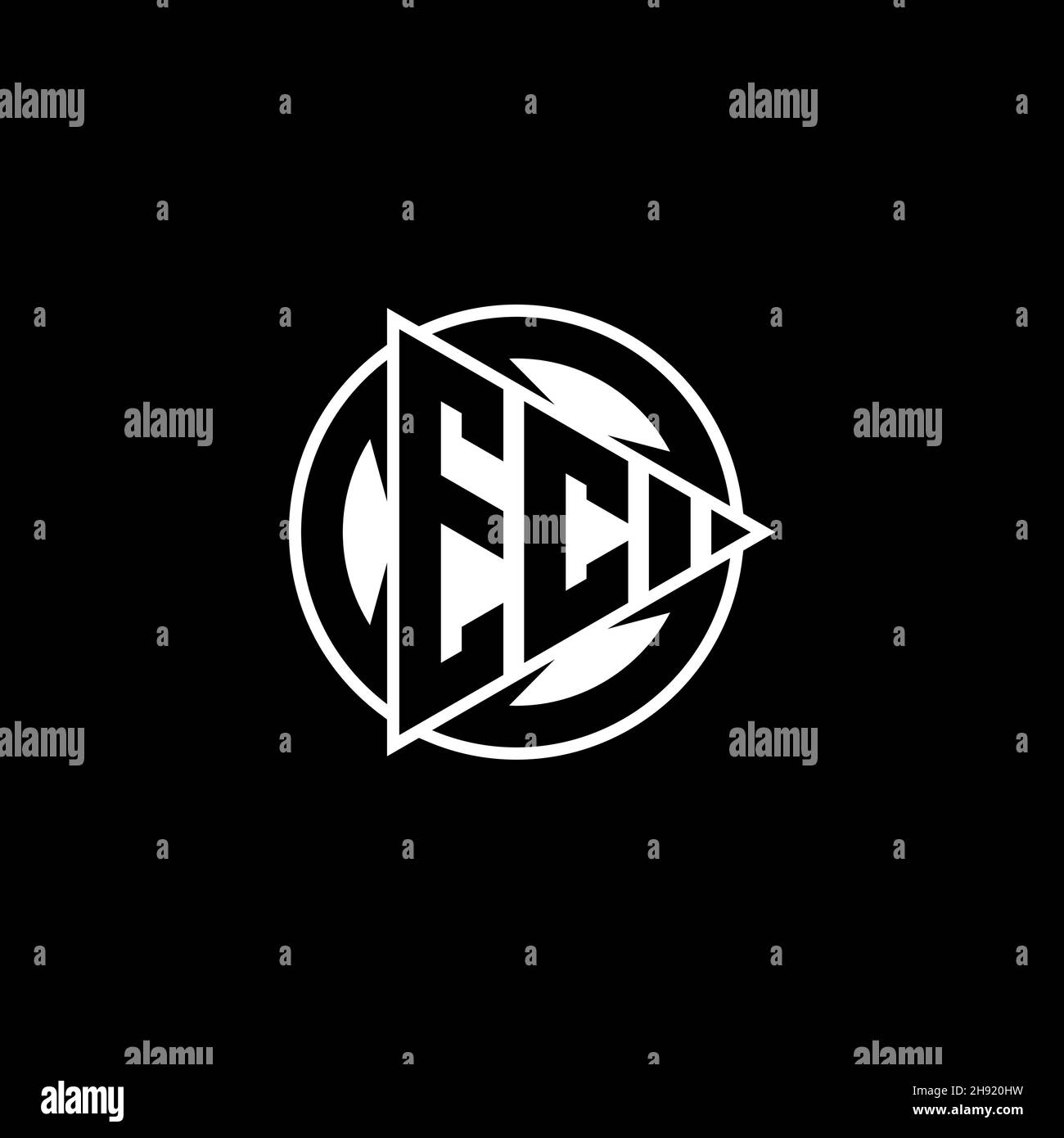 EC Monogram logo letter with triangle play shape and circle rounded style on isolated background. Triangle circle monogram logo, triangle play button Stock Vector