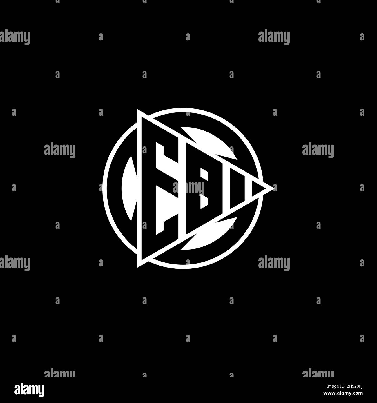 EB Monogram logo letter with triangle play shape and circle rounded style on isolated background. Triangle circle monogram logo, triangle play button Stock Vector
