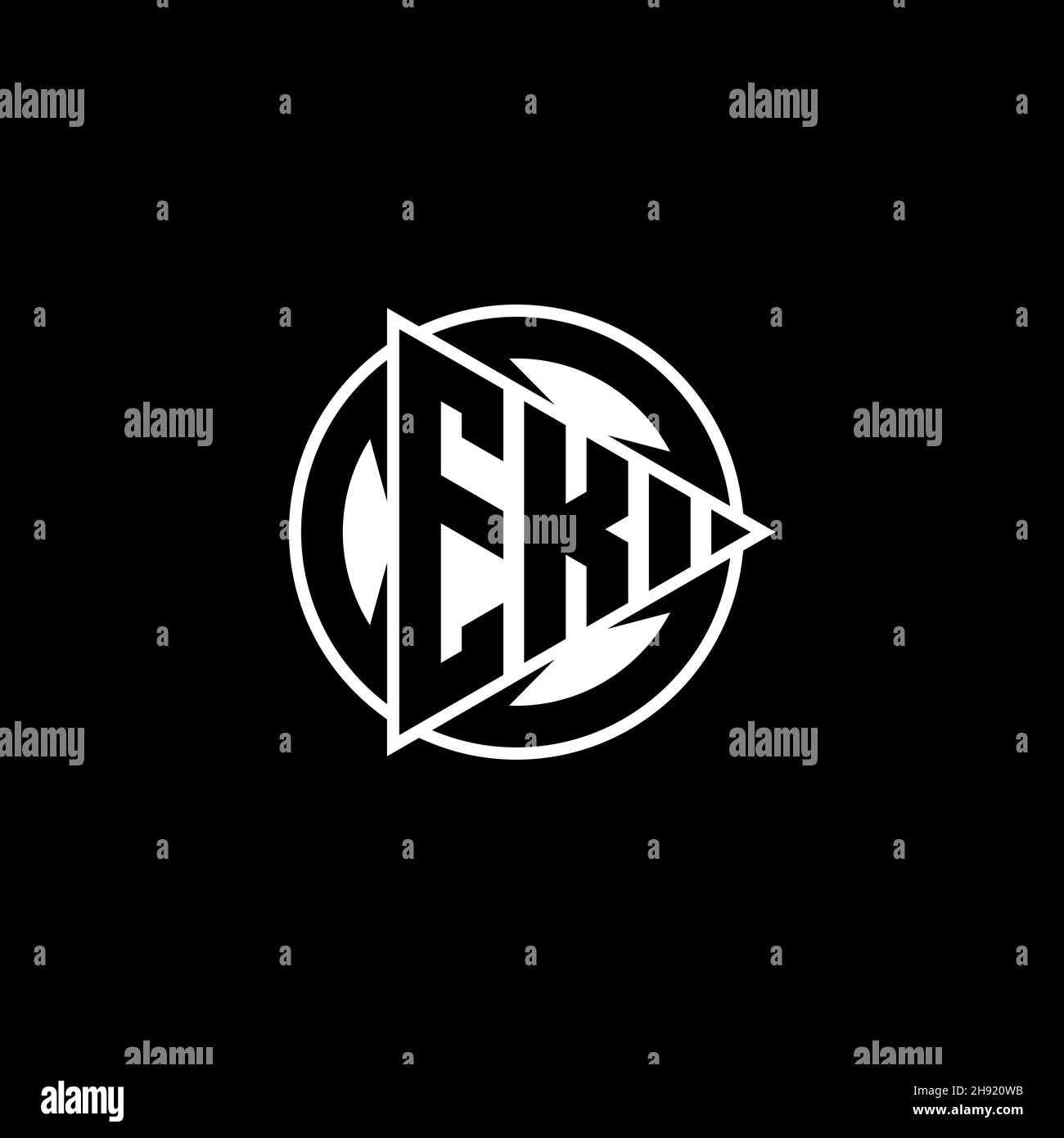 EK Monogram logo letter with triangle play shape and circle rounded ...