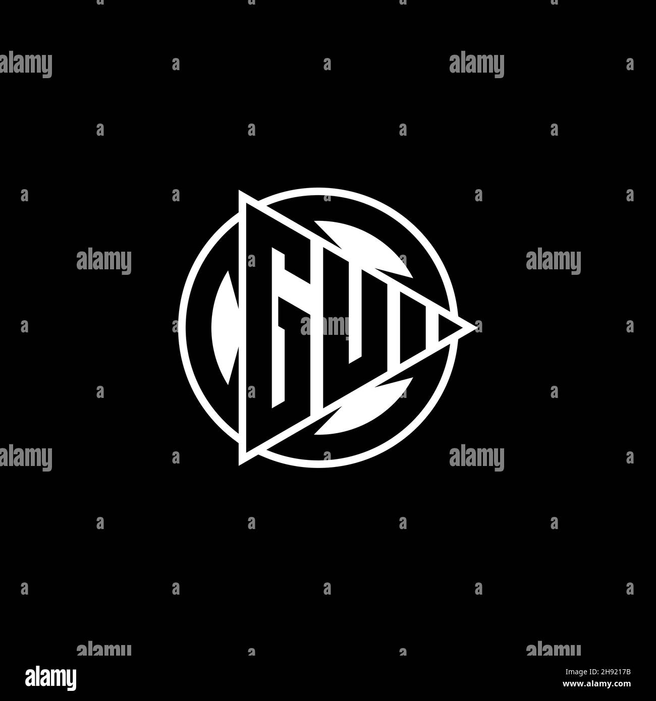 GU Monogram logo letter with triangle play shape and circle rounded style on isolated background. Triangle circle monogram logo, triangle play button Stock Vector