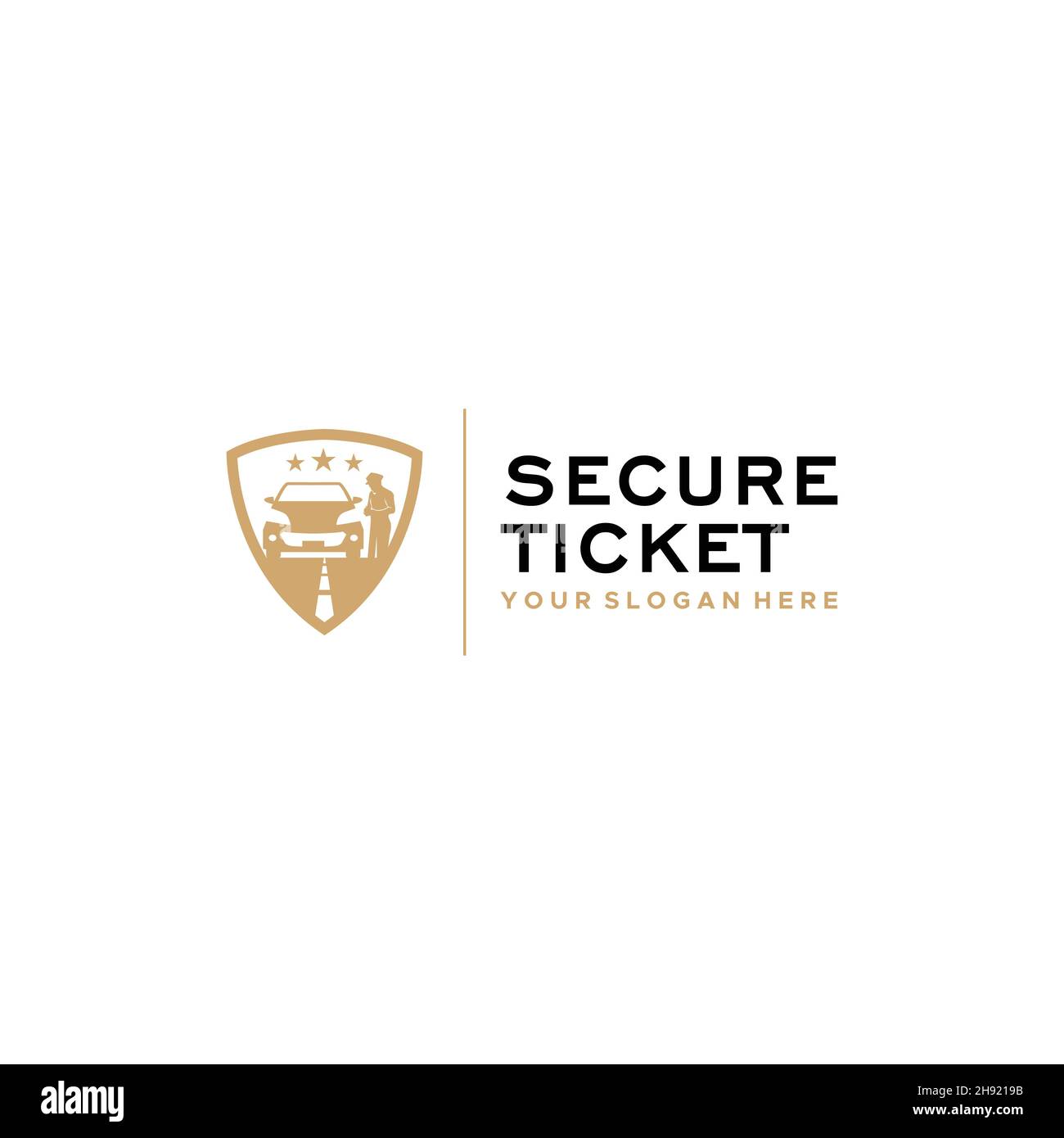 flat SECURE TICKET car people shield logo design Stock Vector