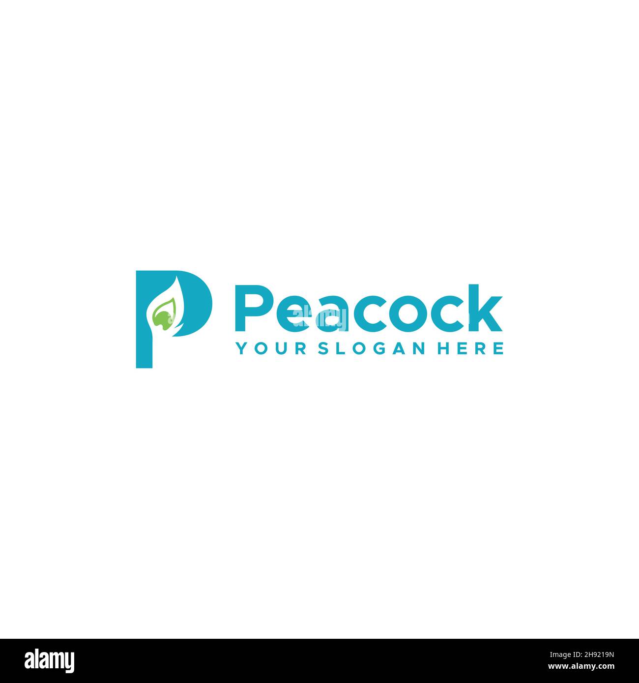 Modern flat initial P Peacock leaf logo design Stock Vector