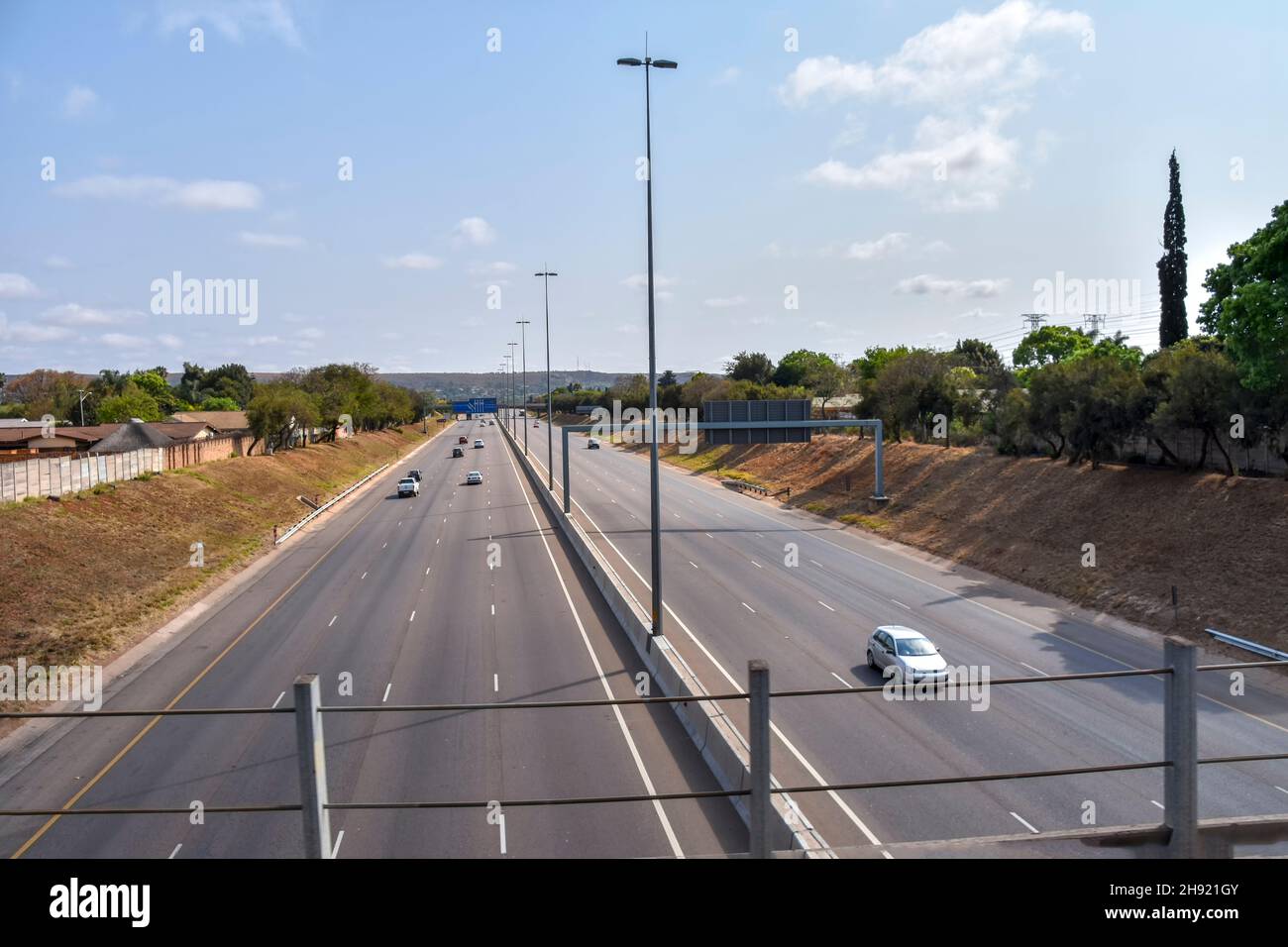 The N1 highway in Pretoria seen from a bridge connecting Johannesburg symbolizing economic prosperity and development Stock Photo