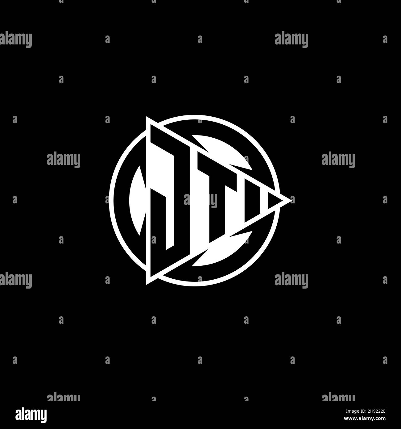 JT Monogram logo letter with triangle play shape and circle rounded style on isolated background. Triangle circle monogram logo, triangle play button Stock Vector
