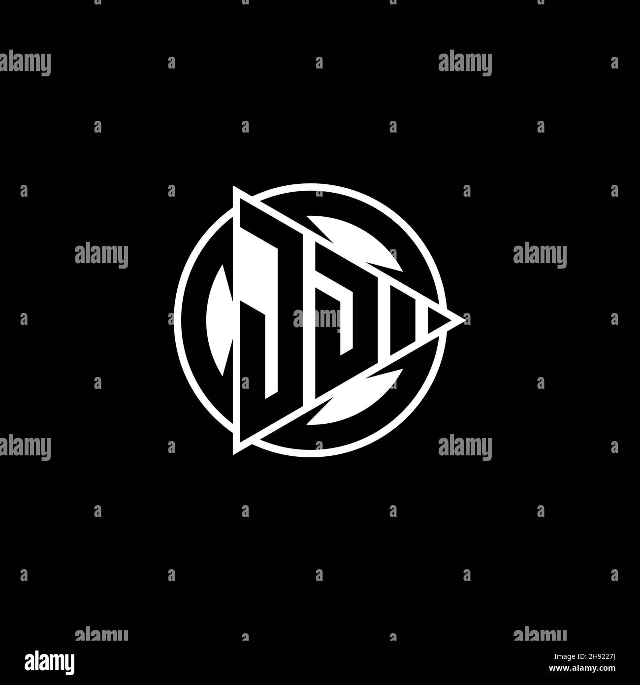 JD Monogram logo letter with triangle play shape and circle rounded style on isolated background. Triangle circle monogram logo, triangle play button Stock Vector