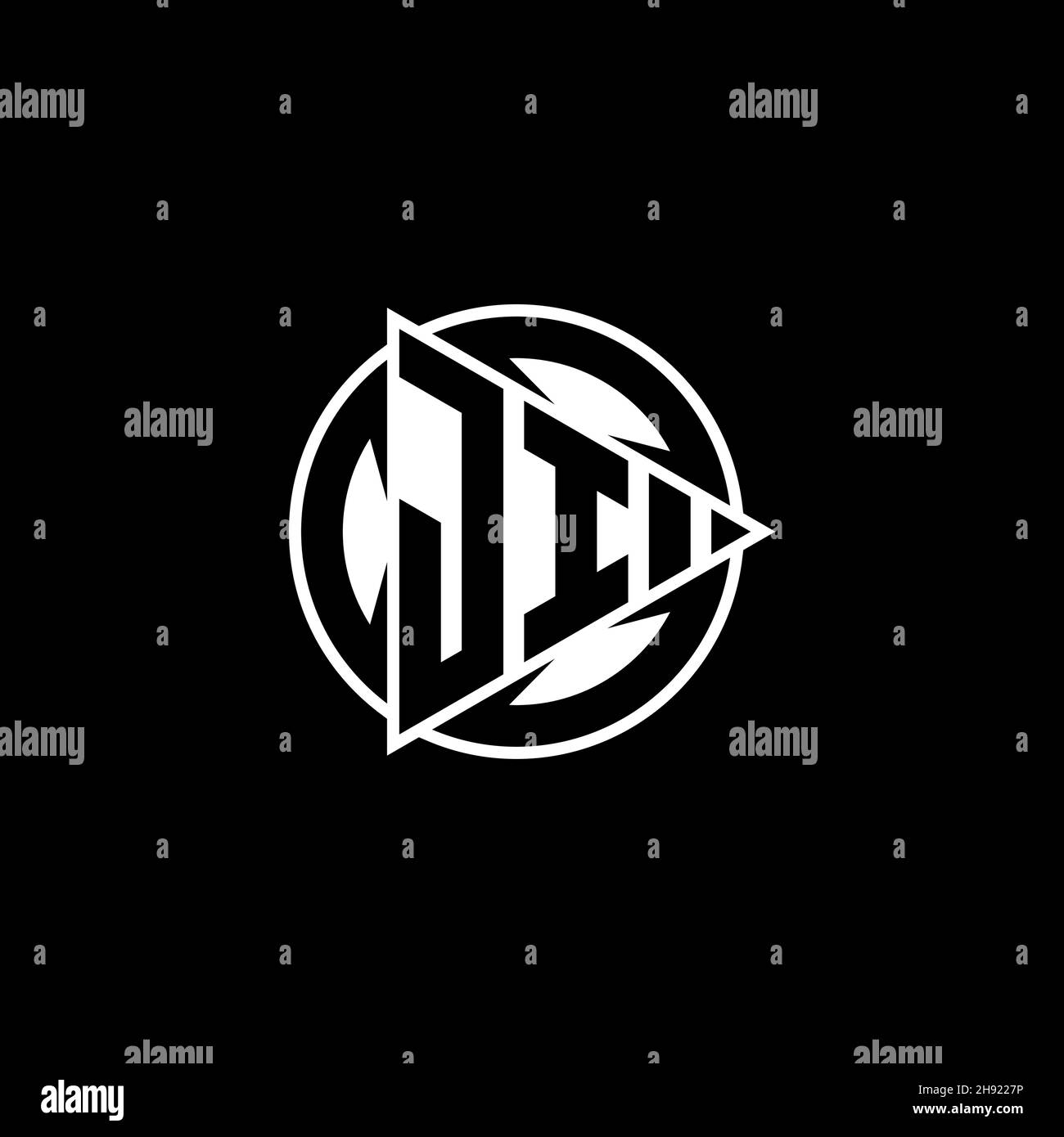JI Monogram logo letter with triangle play shape and circle rounded ...