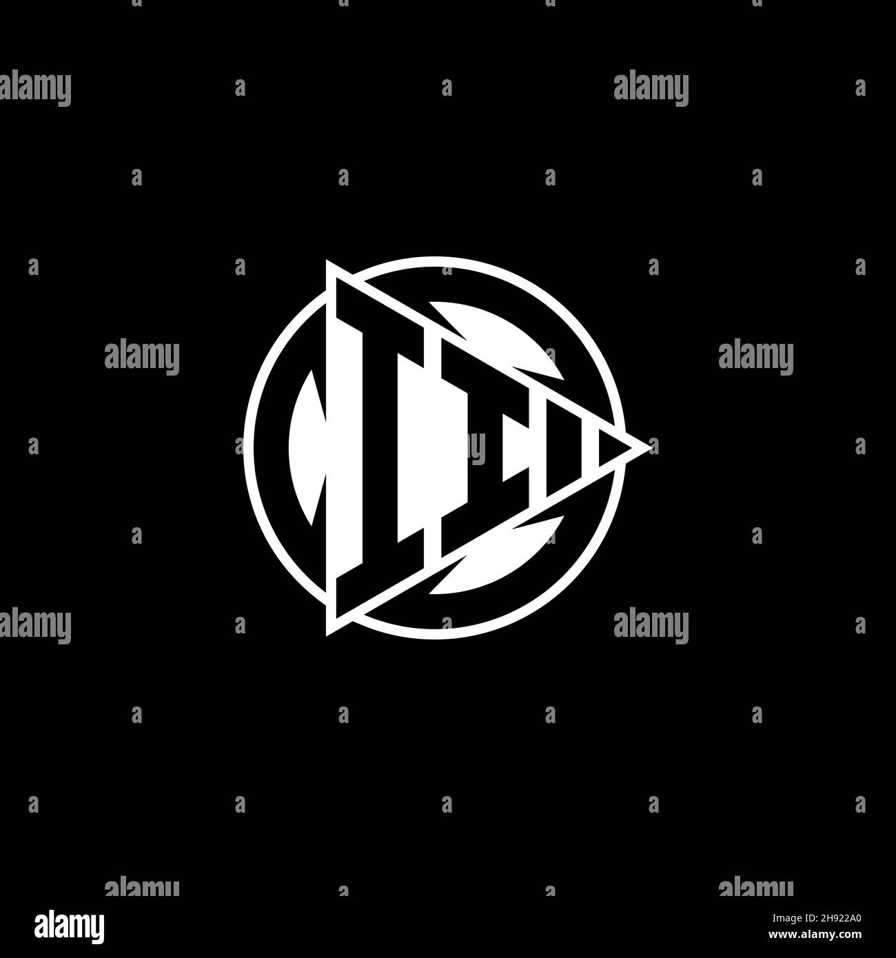 II Monogram logo letter with triangle play shape and circle rounded style on isolated background. Triangle circle monogram logo, triangle play button Stock Vector