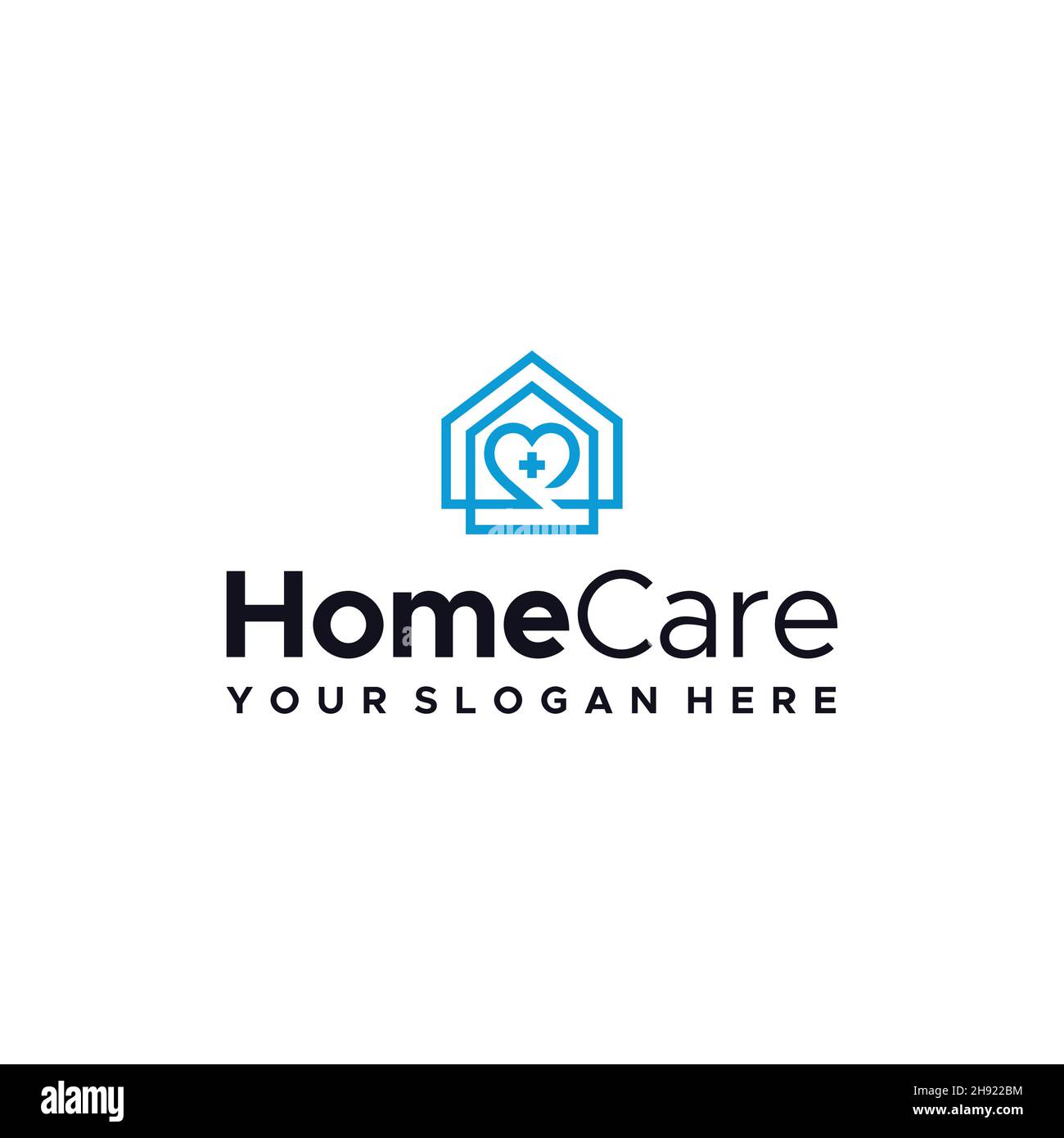flat HomeCare plus heart building logo design Stock Vector