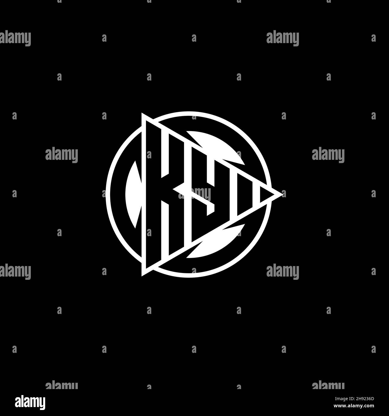 KY Monogram logo letter with triangle play shape and circle rounded style on isolated background. Triangle circle monogram logo, triangle play button Stock Vector