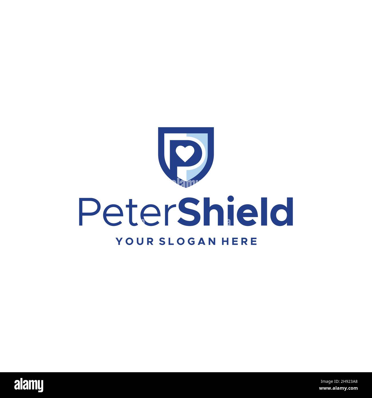 Modern flat initial P Peter Shield logo design Stock Vector