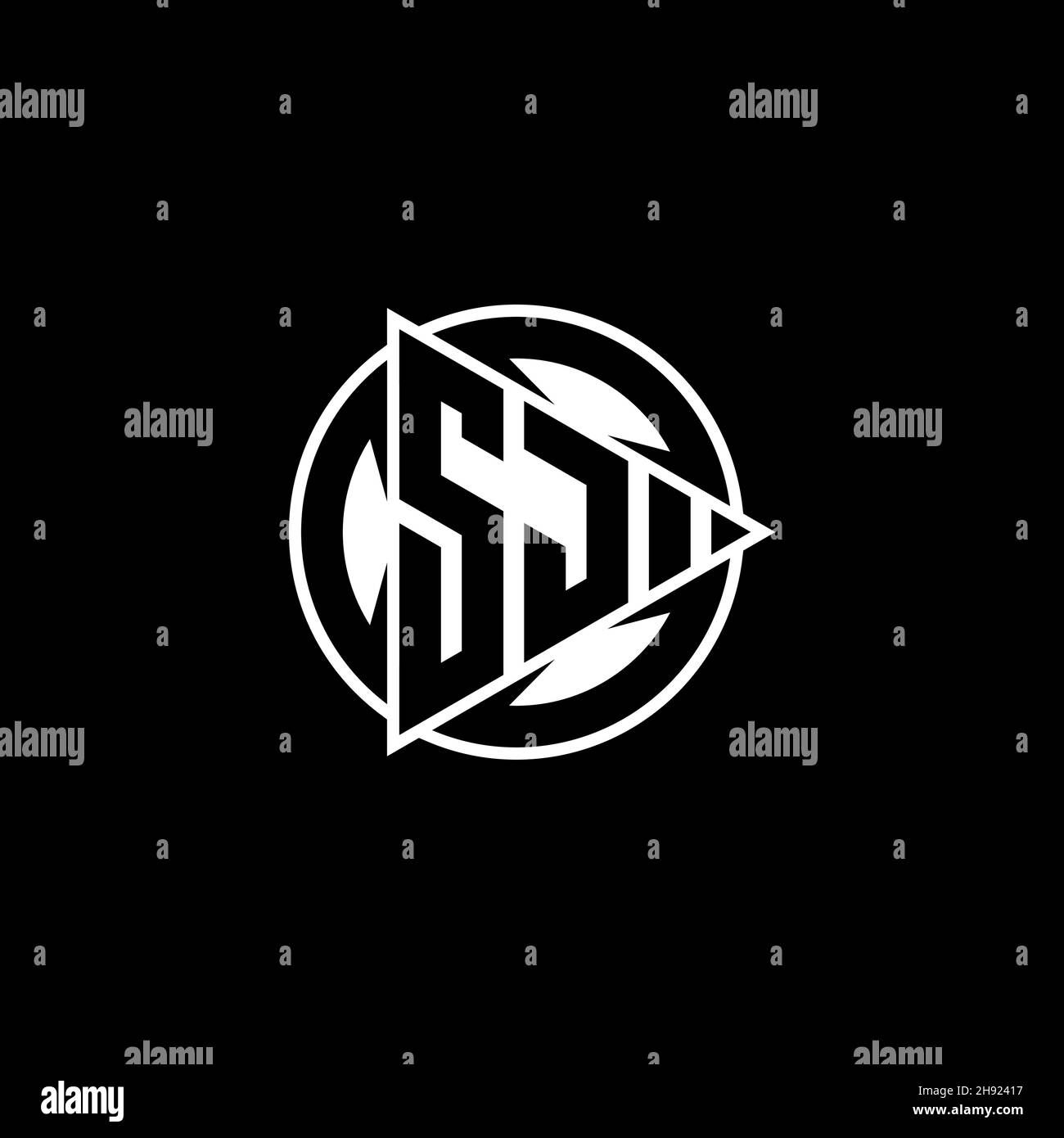 SJ Monogram logo letter with triangle play shape and circle rounded style on isolated background. Triangle circle monogram logo, triangle play button Stock Vector