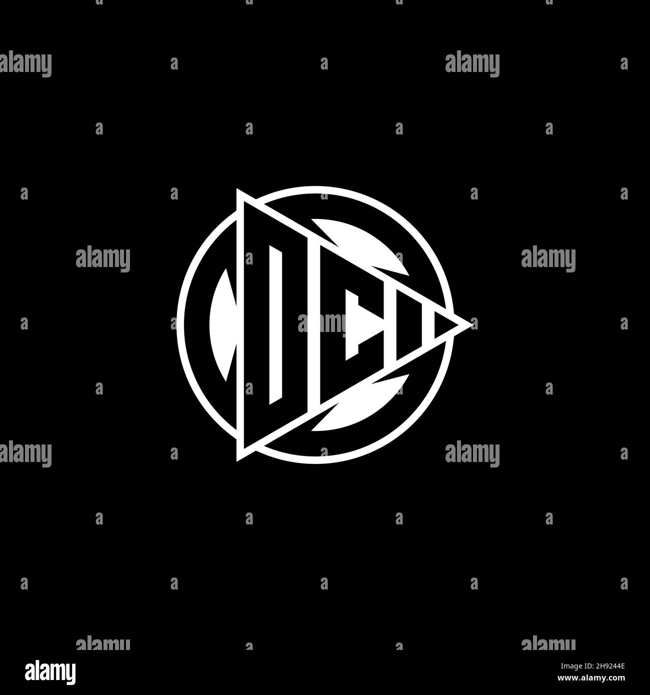 OC Monogram logo letter with triangle play shape and circle rounded style on isolated background. Triangle circle monogram logo, triangle play button Stock Vector