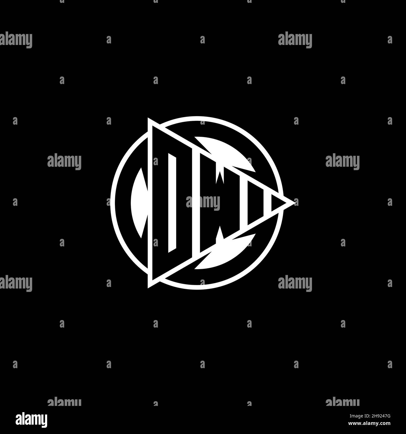 OW Monogram logo letter with triangle play shape and circle rounded style on isolated background. Triangle circle monogram logo, triangle play button Stock Vector