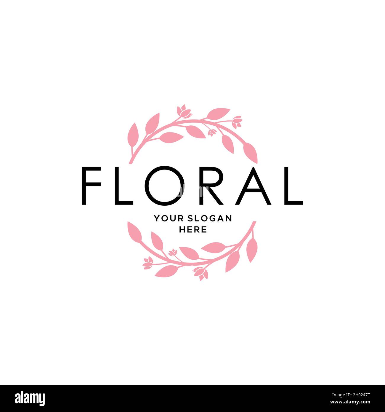 minimalist FLOLAR leaf leaves plants logo design Stock Vector